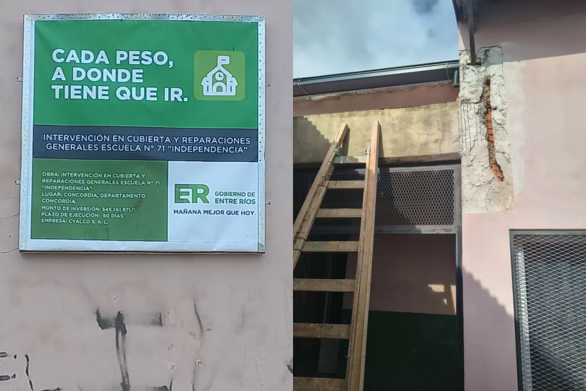 Trabajan en mejoras edilicias en la escuela 71 de Concordia
