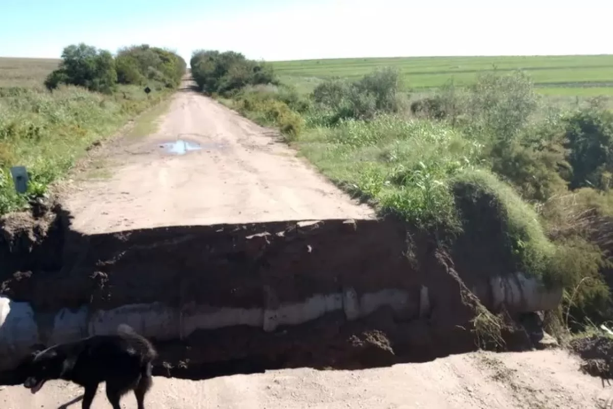 Tras las intensas lluvias, colapsó un camino rural en Las Cuevas