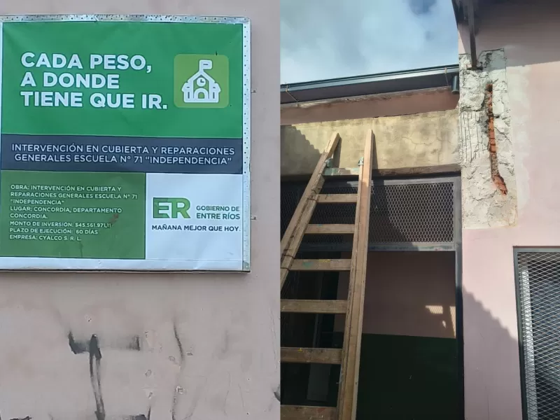 Trabajan en mejoras edilicias en la escuela 71 de Concordia