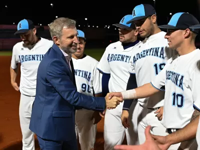 Frigerio acompa&ntilde;&oacute; a la Selecci&oacute;n Argentina de s&oacute;ftbol en los Juegos Suramericanos